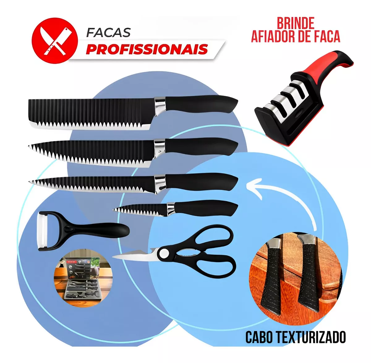 Jogo Facas Inox Profissional 03