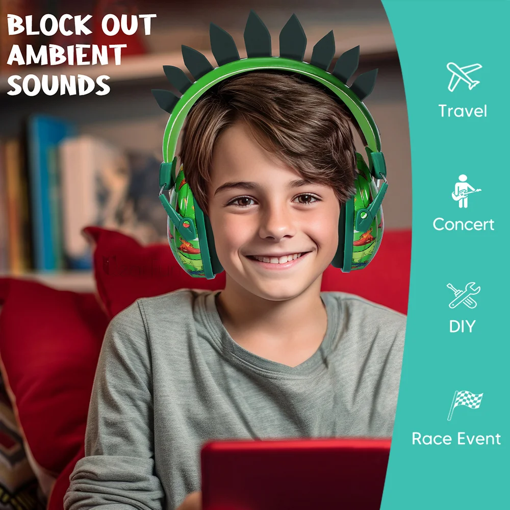 Protetores auriculares Dinossauro para crianças com autismo, sensibilidade sonora - Abafador para Ouvidos 10 kf S025a503ff8d54a1aa0abfbe9023fda50h