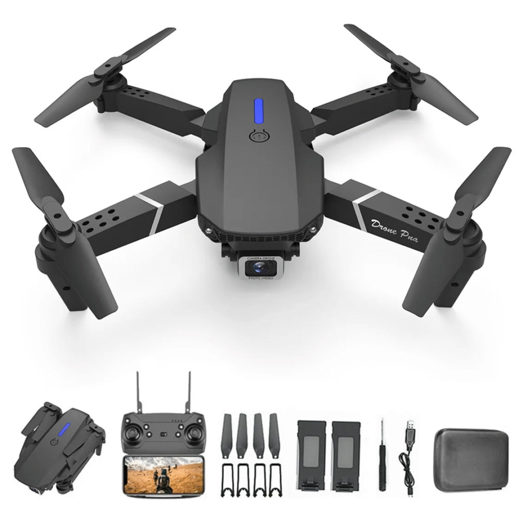 Mini Drone E88 4k HD de controle remoto