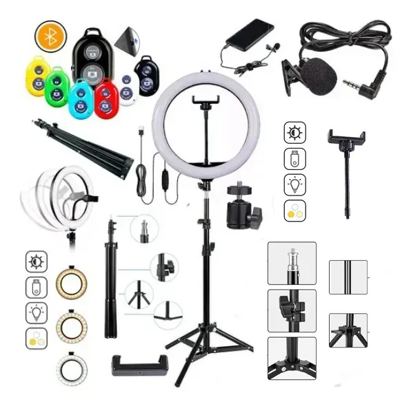 Ringlinght Profissional Iluminador Luz Led Tripe Microfone