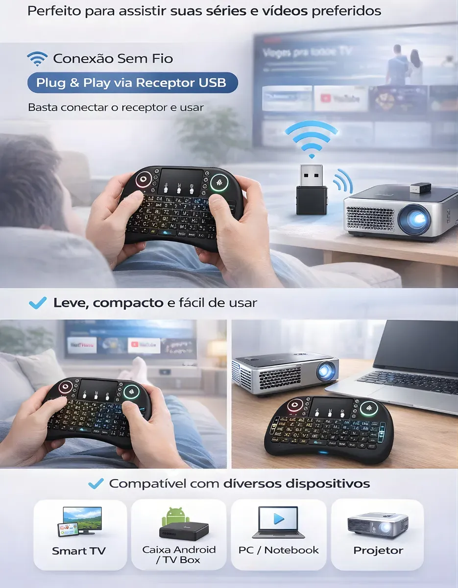 mini controle teclado bluetooth sem fio 4