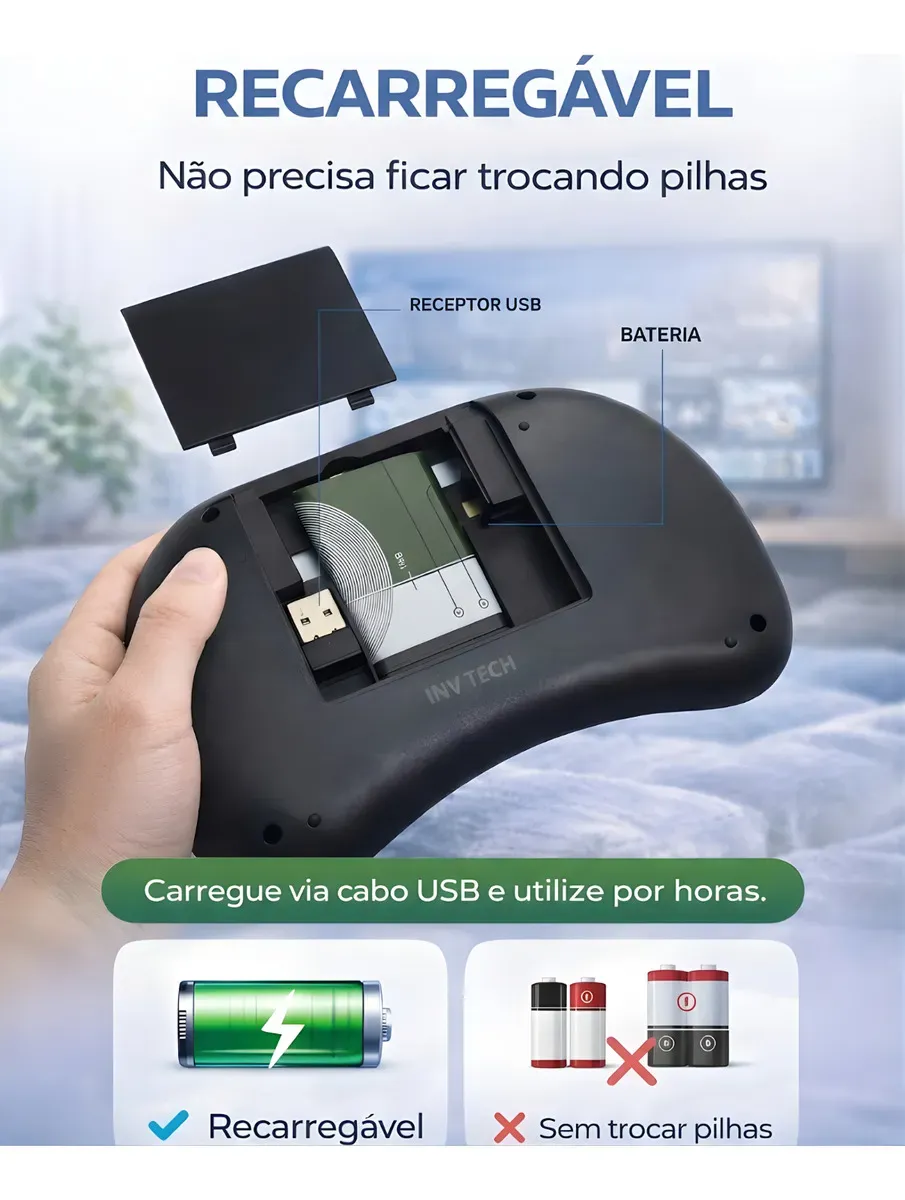 mini controle teclado bluetooth sem fio 5