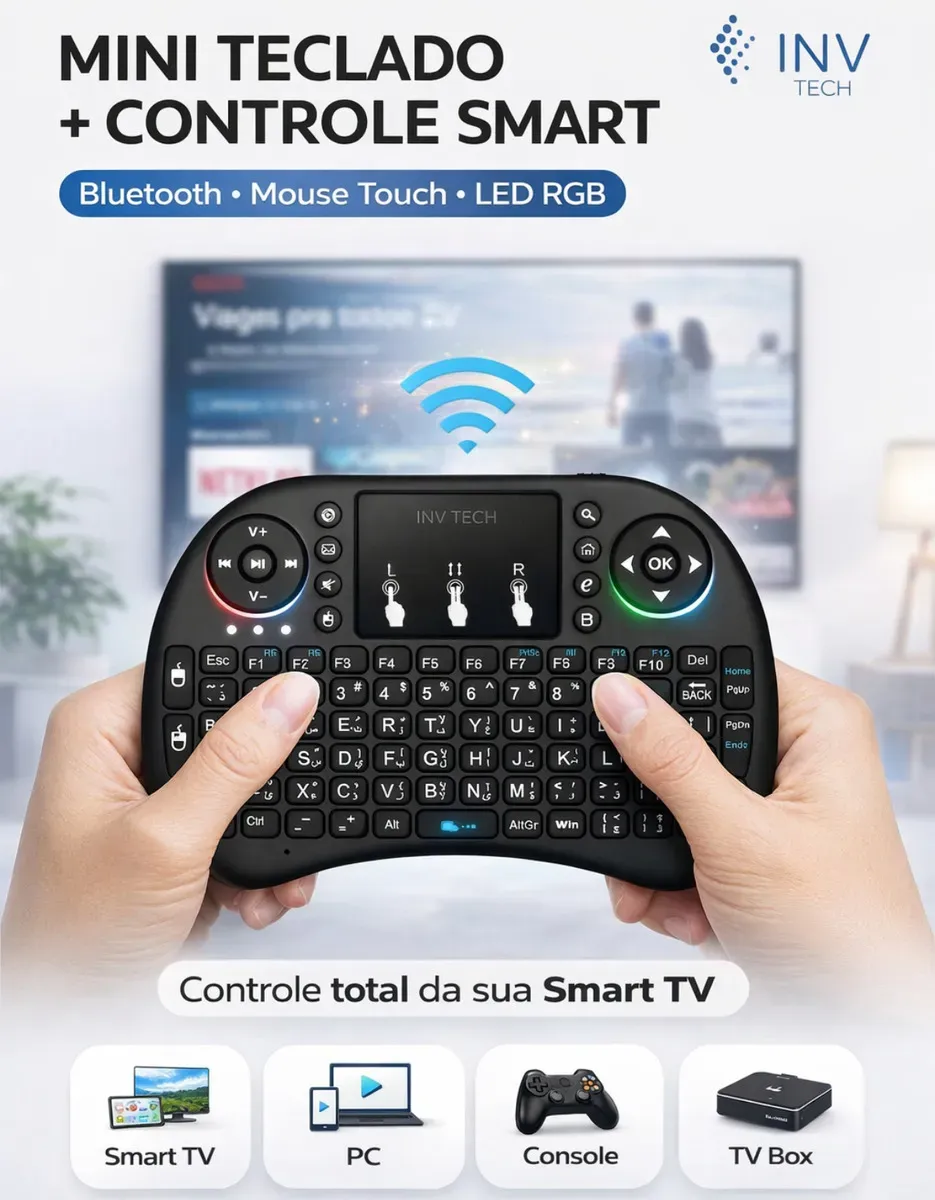 mini controle teclado bluetooth sem fio 6
