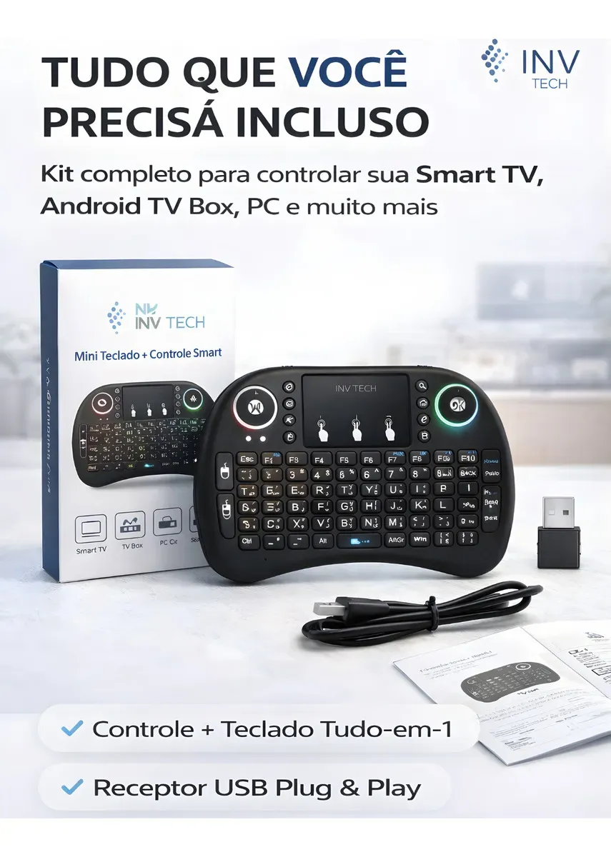 mini controle teclado bluetooth sem fio 8