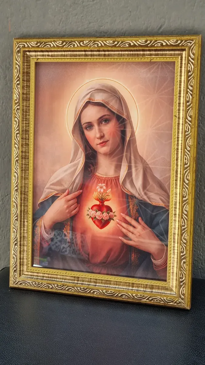 kit quadros sagrado coraco de jesus e maria c vidro 30x40 4