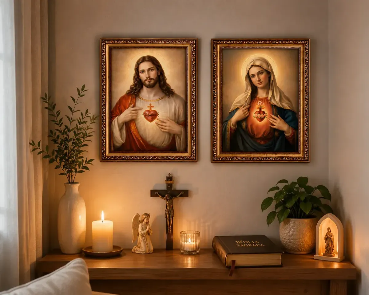 kit quadros sagrado coraco de jesus e maria c vidro 30x40 7